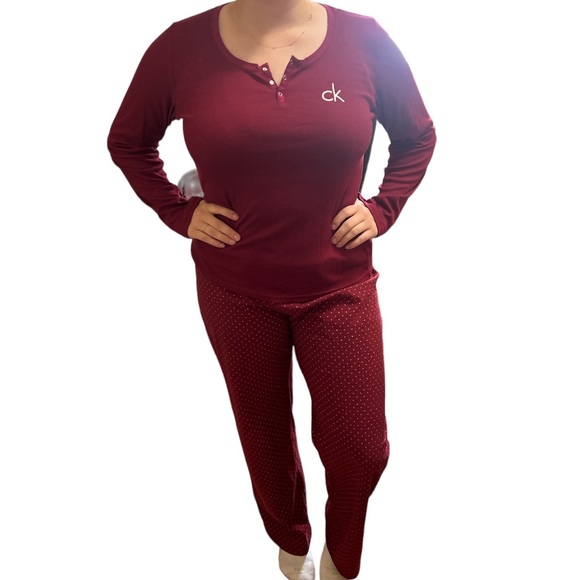 🌈Beautiful Calvin Klein burgundy red pyjama size L - Picture 1 of 13